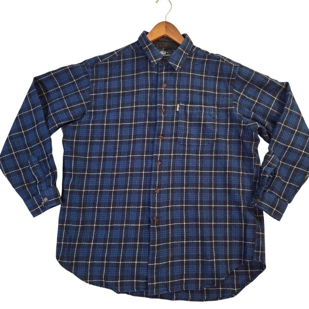 Polo Ralph Lauren Shirt Mens XL Blue Plaid Barlowe 100% Wool Button Front Tartan